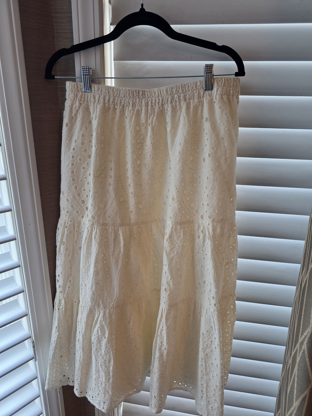 Deluc Cream Eyelet Tiered Midi Skirt